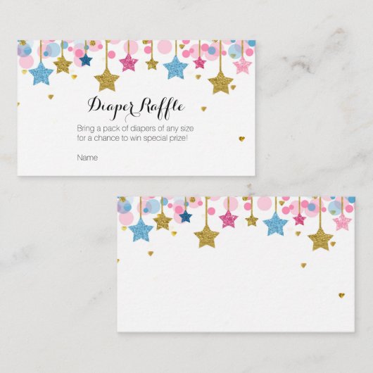 Roze Blue Twinkle Star-luidere Raffle Card Informatiekaartje (Voorkant / Achterkant)