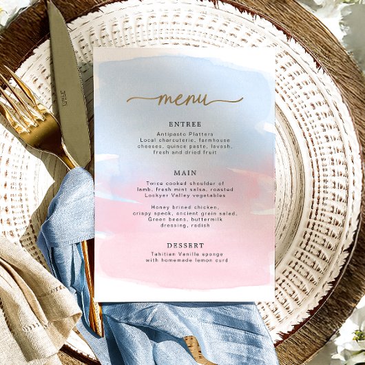 Roze Blue Waterverf Gold Menu