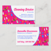 Roze Blue White Modern House Cleaning Service Visitekaartje (Voorkant / Achterkant)