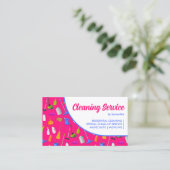 Roze Blue White Modern House Cleaning Service Visitekaartje (Staand voorkant)