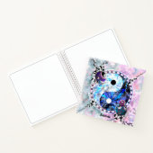 Roze Blue Yin Yang Symbol Monogram Notitieboek (Binnen)