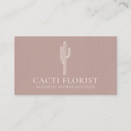 Roze Blush Abstract Boho Cactussen Visitekaartje (Voorkant)