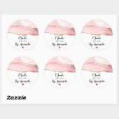 Roze Blush Agaat Gemaakt met Liefde Ronde Sticker (Vel)