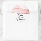 Roze Blush Agaat Gemaakt met Liefde Ronde Sticker (Tas)