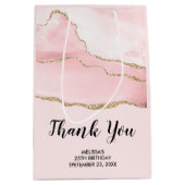 Roze Blush Agaat & Goud Lint Dank je Feest Medium Cadeauzakje (Voorkant)