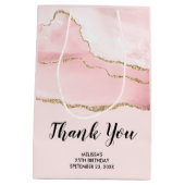 Roze Blush Agaat & Goud Lint Dank je Feest Medium Cadeauzakje (Achterkant)