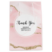 Roze Blush Agaat & Goud Lint Dank u Business Medium Cadeauzakje (Voorkant)