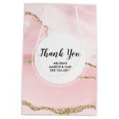 Roze Blush Agaat & Goud Lint Dank u Business Medium Cadeauzakje (Achterkant)