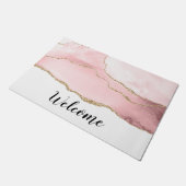 Roze Blush Agaat met Gouden Lint Elegant Welkom Deurmat (Schuin)