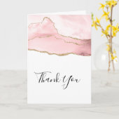 Roze Blush Agaat met Gouden Lint Elegante Bedankt Kaart (Gele Bloem)