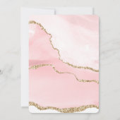 Roze Blush Agaat met Gouden Lint Elegante Bruiloft Kaart (Achterkant)