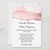 Roze Blush Agaat met Gouden Lint Elegante Bruiloft Kaart (Voorkant)