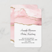 Roze Blush Agaat met Gouden Lint Elegante Bruiloft Save The Date (Voorkant / Achterkant)
