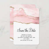 Roze Blush Agaat met Gouden Lint Elegante Bruiloft Save The Date (Voorkant / Achterkant)