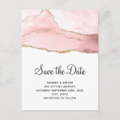 Roze Blush Agaat met Gouden Lint Elegante Bruiloft Uitnodiging Briefkaart (Voorkant)