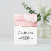 Roze Blush Agaat met Gouden Lint Elegante Bruiloft Uitnodiging Briefkaart (Staand voorkant)
