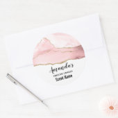 Roze Blush Agaat met Gouden Lint Elegante Kaars Ronde Sticker (Envelop)