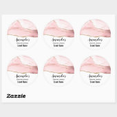 Roze Blush Agaat met Gouden Lint Elegante Kaars Ronde Sticker (Vel)
