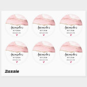 Roze Blush Agaat met Gouden Lint Elegante Keuken Ronde Sticker (Vel)