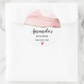 Roze Blush Agaat met Gouden Lint Elegante Keuken Ronde Sticker (Tas)
