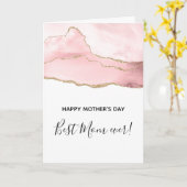 Roze Blush Agaat met Gouden Lint Moederdag Kaart (Gele Bloem)