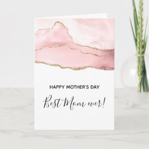 Roze Blush Agaat met Gouden Lint Moederdag Kaart