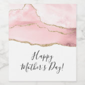 Roze Blush Agaat met Gouden Lint Moederdag Wijn Etiket (Enkel label)