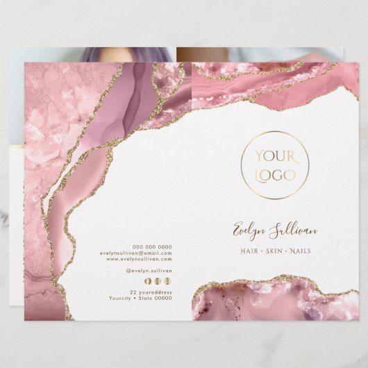 Roze Blush Agaat Service Menu Brochure (Voorkant / Achterkant)