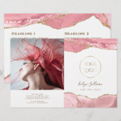 roze blush agaat tweevoudige brochure (Voorkant / Achterkant)