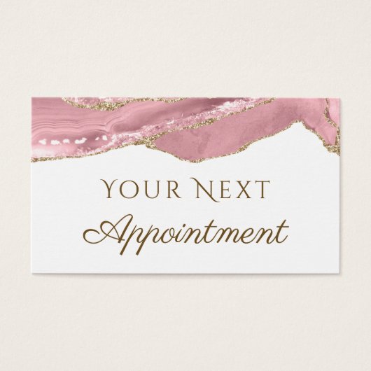 Roze Blush Agate Appointment Card Visitekaartje (Voorkant)