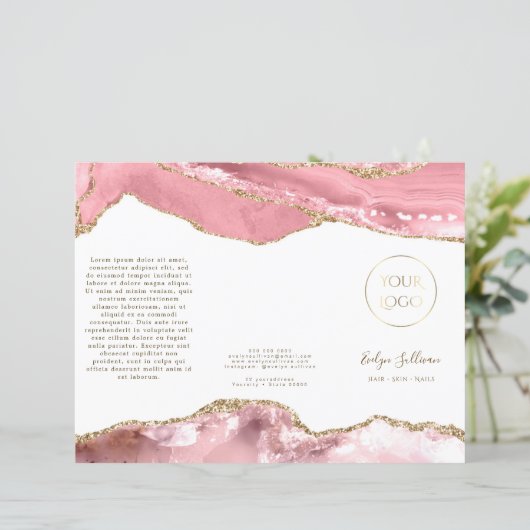 roze blush agate brochure (Staand voorkant)