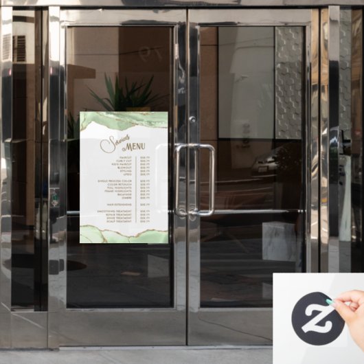 Roze Blush Agate Diensten Menu Raamsticker (Kantoordeur)