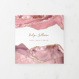Roze Blush Agate Drievoudige Brochure Drieluik Kaart