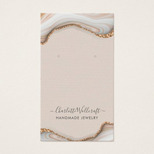 Roze Blush Agate Geode Earring Display Card Visitekaartje (Voorkant)