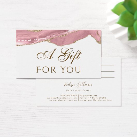 Roze Blush Agate Gift Kaart (Bureau)