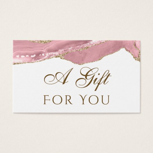 Roze Blush Agate Gift Kaart (Voorkant)