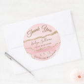 Roze Blush Agate Hartelijk dank Ronde Sticker (Envelop)