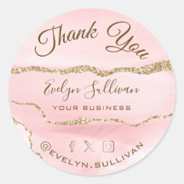 Roze Blush Agate Hartelijk dank Ronde Sticker