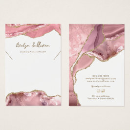 Roze blush agate ketting display kaart