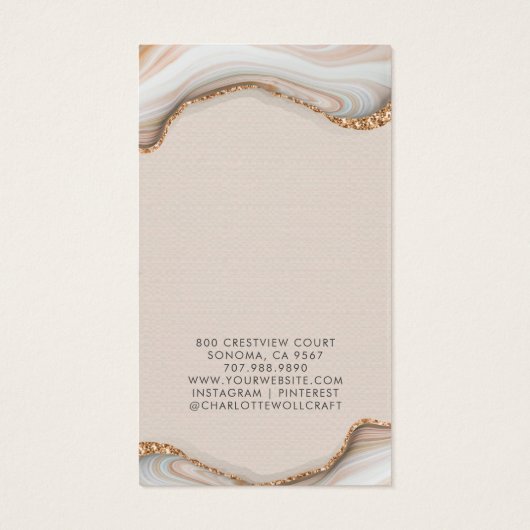 Roze Blush Agate Marble Geode Earring Display Kaar Visitekaartje (Achterkant)