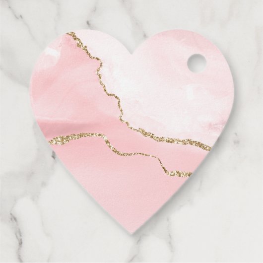 Roze Blush Agate met Gold Ribbon Dank u Bedankjes Labels (Achterkant)