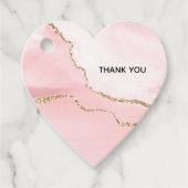 Roze Blush Agate met Gold Ribbon Dank u Bedankjes Labels (Voorkant)