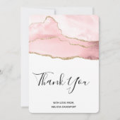 Roze Blush Agate met Gold Ribbon Dank u Bedankkaart (Voorkant)