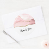 Roze Blush Agate met Gold Ribbon Dank u Ronde Sticker (Envelop)