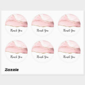 Roze Blush Agate met Gold Ribbon Dank u Ronde Sticker (Vel)