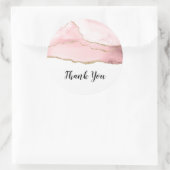 Roze Blush Agate met Gold Ribbon Dank u Ronde Sticker (Tas)