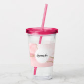 Roze Blush Agate met Gold Ribbon Elegant Acryl Drinkbeker (Achterkant)