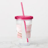 Roze Blush Agate met Gold Ribbon Elegant Acryl Drinkbeker (Links)