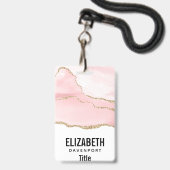 Roze Blush Agate met Gold Ribbon Elegant Badge (Back with Lanyard)