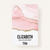 Roze Blush Agate met Gold Ribbon Elegant Badge (Voorkant)